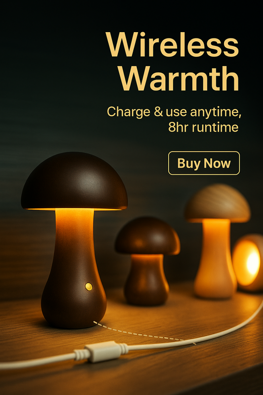 Wooden Mushroom LED Night Light