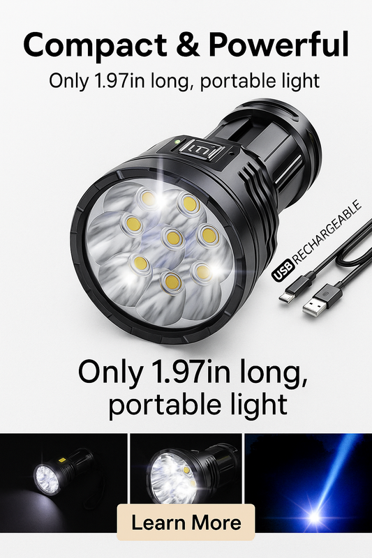 Super Bright Led Torch Light Flashlight Outdoor 30W, USB Rechargeable 1500mAh Led Torch, Mini Flashlight Home Emergency Light