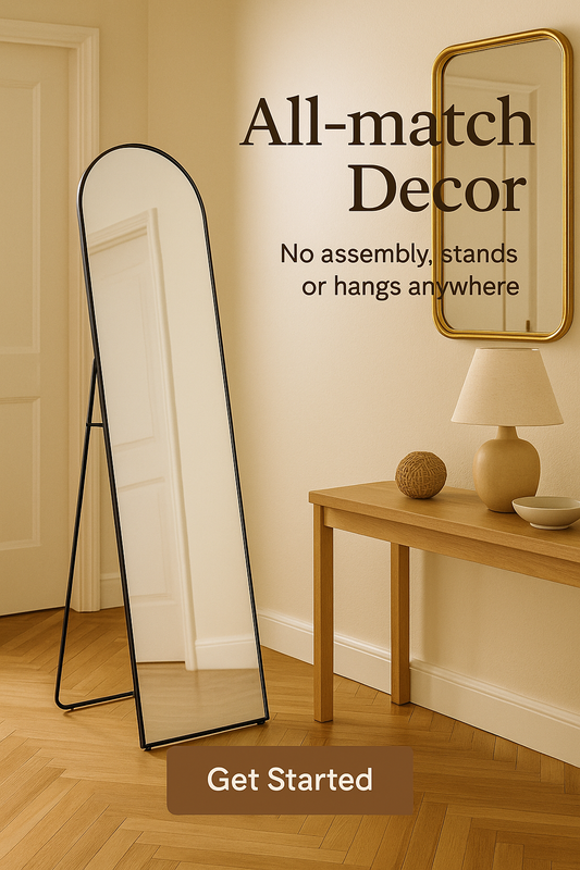 Floor Standing Mirror With Stand & Aluminum Alloy Thin Frame