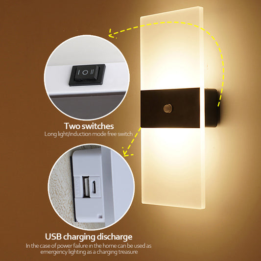 USB Rechargeable Indoor Motion Sensor Wall Lamp