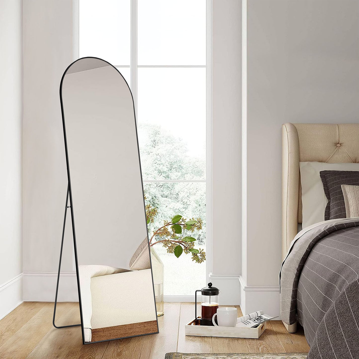 Floor Standing Mirror With Stand & Aluminum Alloy Thin Frame