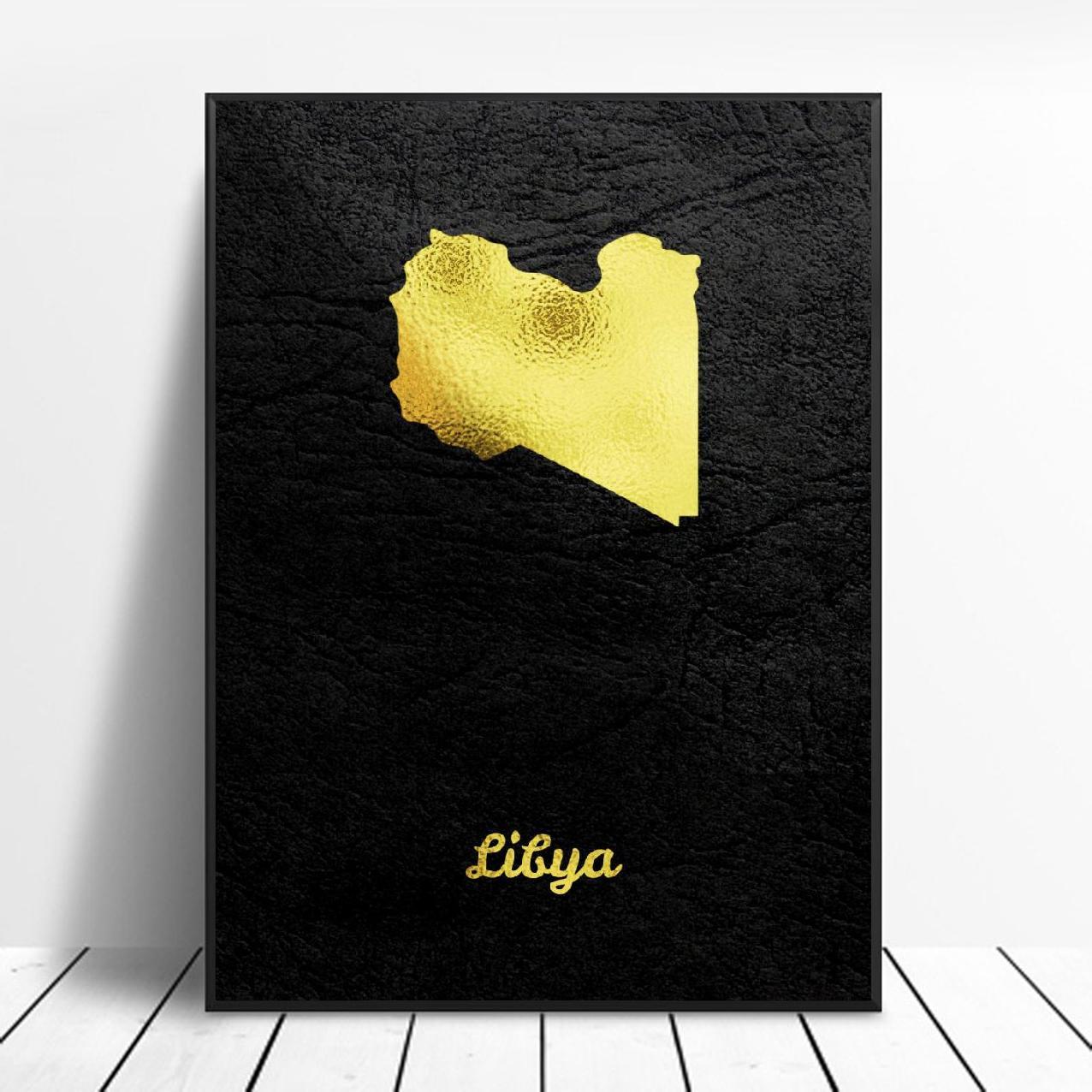 Golden Map Canvas Painting