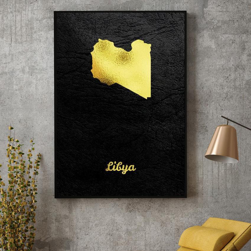 Golden Map Canvas Painting