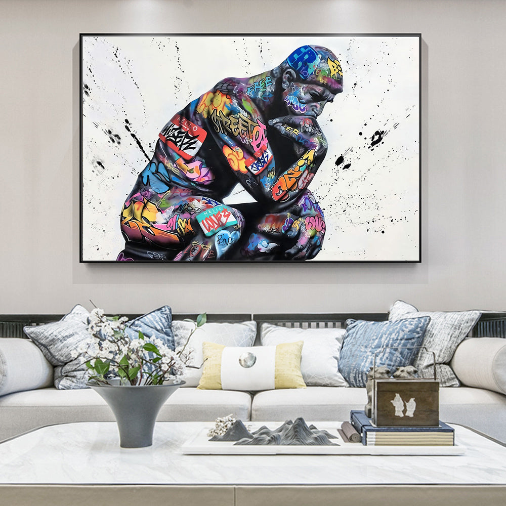 Thinker Man Abstract Canvas Wall Art