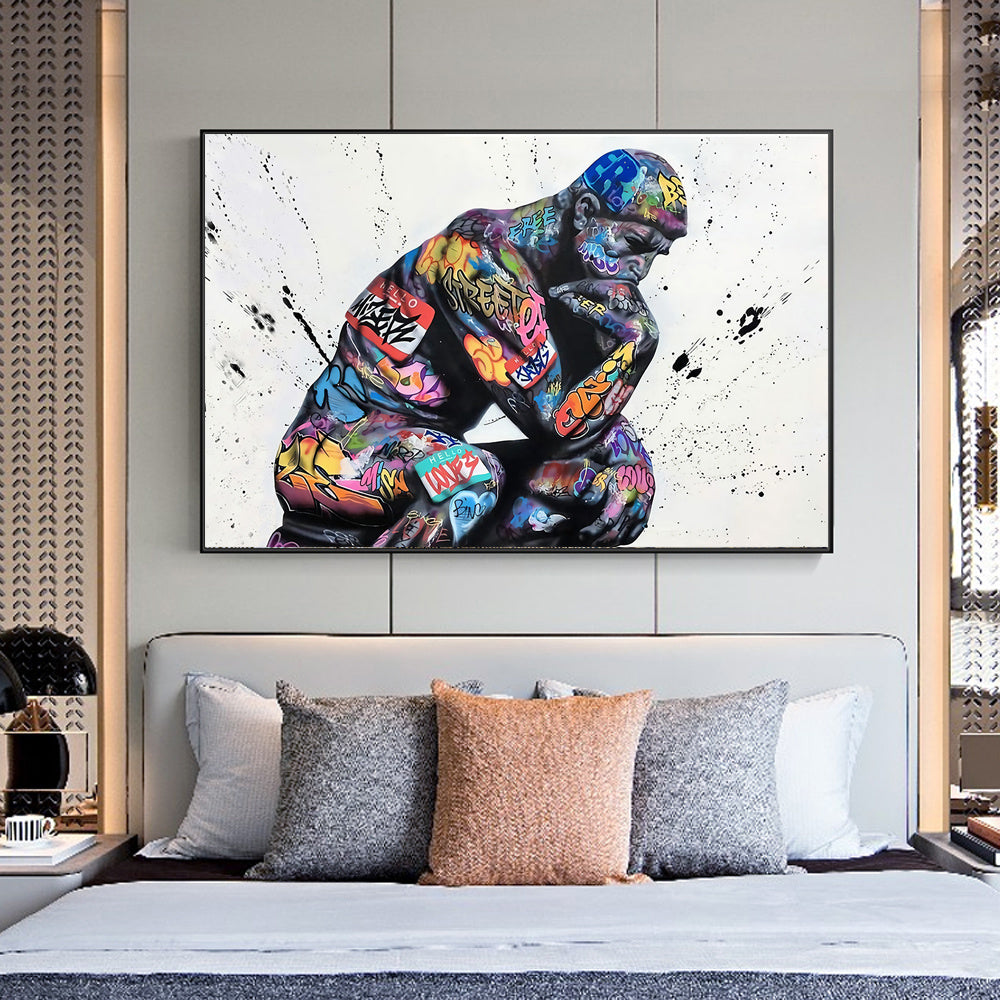 Thinker Man Abstract Canvas Wall Art