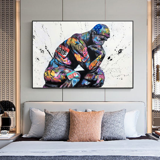 Thinker Man Abstract Canvas Wall Art