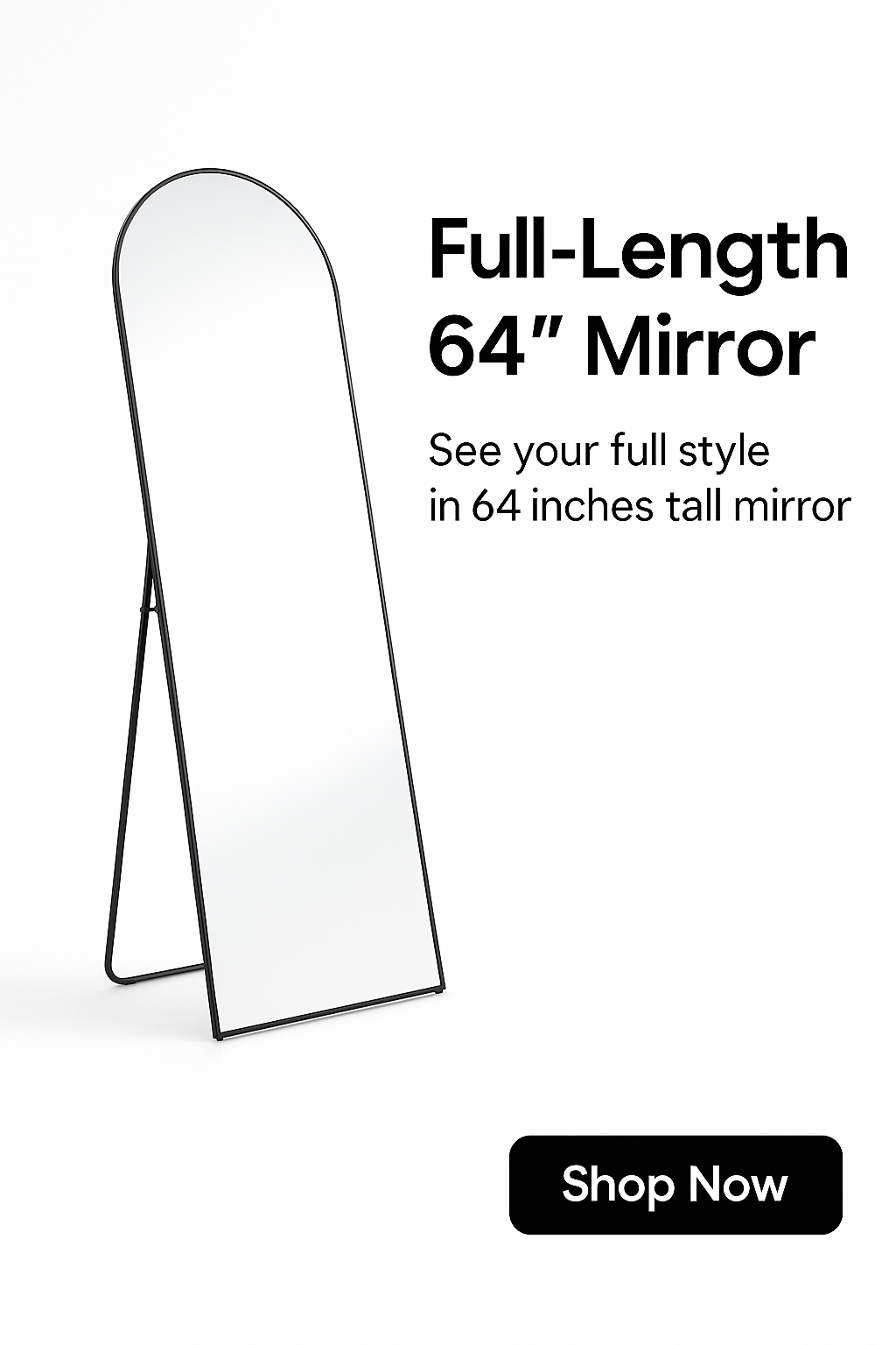Floor Standing Mirror With Stand & Aluminum Alloy Thin Frame