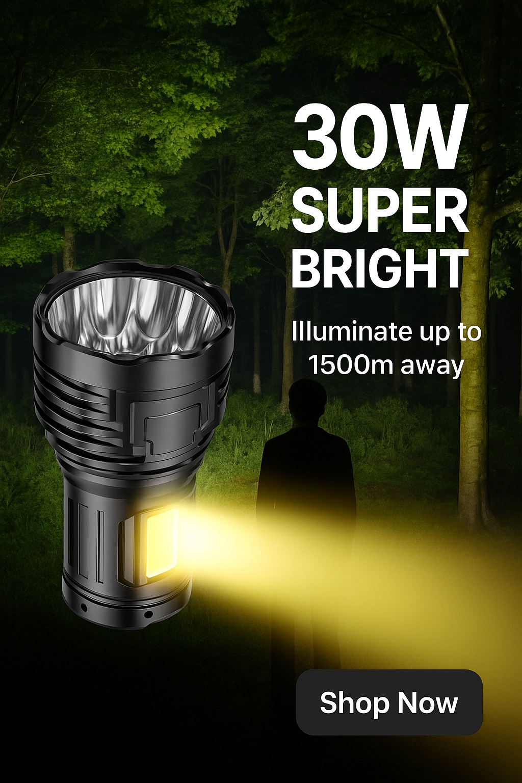 Super Bright Led Torch Light Flashlight Outdoor 30W, USB Rechargeable 1500mAh Led Torch, Mini Flashlight Home Emergency Light