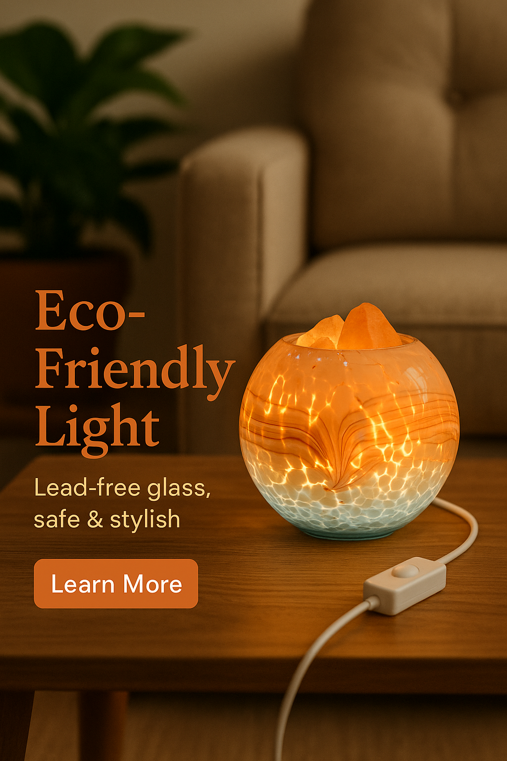 Hand-Blown Glass Bedroom Night Light